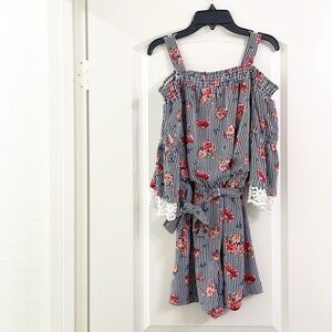 My Michelle Girls striped floral print romper